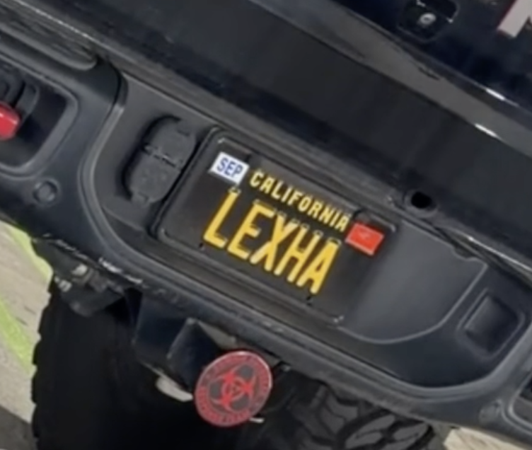 LEXHA licence plate, California, United States